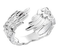 LALADEFIEE Bague Ailes D'ange Esthétique en Alliage Argenté, Ajustable Confort, Bague Kawaii Unique pour Fille Adolescente