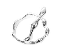 LALADEFIEE Bague Ouverte Plaquée Argenté Réglable, Anneau De Doigt Artisanal, Bague De Phalange Fine, Bijoux Femmes, Style Minimaliste, Taille Ajustable, Usage Quotidien, Design En Bambou