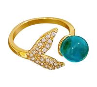 LALADEFIEE Bague Réglable Sirène Ouverte Bijoux à La Mode Pour Femme Et Fille Design Créatif Anneau Ajustable Léger Usage Quotidien