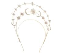 LALADEFIEE Bandeau Couronne Décoratif en Métal Léger Trois Étages Étoiles et Lune, Serrage-tête Élégant pour Mariages et Accessoires pour Cheveux de Fille