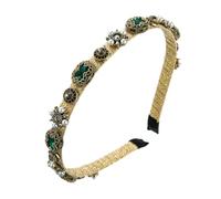 LALADEFIEE Bandeau Serrage-tête Baroque Orné de Fleurs et Perles Vertes Strass, Accessoire Délicat pour Cheveux, pour Se Laver le Visage et Réaliser un Chignon Élégant