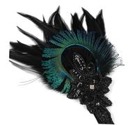 LALADEFIEE Bandeau Style Années 20 Plumage Vertes Accessoire Années Vintage pour Femmes Bandeau Fantaisie pour Mariage Bal et Soirée Rétro