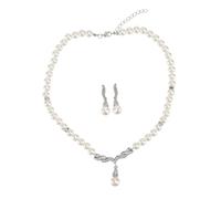 LALADEFIEE Bijoux Nacrés pour Filles Collier Pendentif et Boucles d'Oreilles Décoratives Élégante Parure de Mode Argentée avec Décor Nacré Accessoire pour Fêtes et Occasions Spéciales