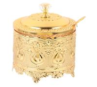 LALADEFIEE Boîte à Bonbons Embossée Verre et Métal Petit Pot de Rangement Décoratif Style Européen avec Couvercle pour Sucre et Confiseries Pratique