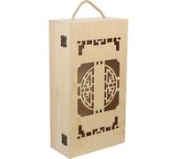 LALADEFIEE Boîte à Bouteilles de Vin en Bois de Pin Coffret Présent 2 Bouteilles Creux Poignée Portable Boîte D’Emballage Rustique pour Rangement et Transport pour Fêtes et Anniversaires