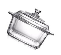 LALADEFIEE Bol de Conservation pour Soupe en Verre Trempé Épais 1l Carré avec Double Anses et Couvercle Hermétique, Bol Multifonction pour Micro-ondes, Réfrigérateur et Usage Ménager