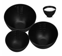 LALADEFIEE Bol Mélangeur en Silicone 3 Pièces pour Masque Visage Diy, Bol à Masques Facile à Utiliser, Matériel Silicone Noir, pour Salon et Préparation Soins Visage