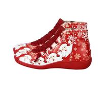 LALADEFIEE Bottines Courtes Rouges de Noël pour Femme Chaussures Décontractées Confortables pour Automne et Hiver pour Fêtes et Performances