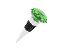 LALADEFIEE Bouchon de Bouteille Cristal Design Diamant Vert Scellant Vin Rouge Métal avec Joint Silicone Réutilisable pour Fêtes et Événements