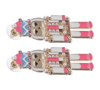 LALADEFIEE Boucles D’Oreilles de Noël Casse-Noisette à Clous Couleur Rose Fuchsia Bijoux Festifs pour Femmes Accessoire de Fête Original et Décoratif Paire Unique pour Événement