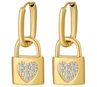 LALADEFIEE Boucles D’Oreilles Pendantes de Cœur Cadenas pour Femmes et Adolescentes Légères Couleur Vive 1 Paire Bijoux D’Oreille pour Fêtes et Occasions Spéciales