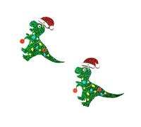 LALADEFIEE Boucles D’Oreilles Pendantes de Noël Motif Sapin Clochettes et Flocons Couleur Multicolore 1 Paire Décorations de Dinosaure Festive pour Fête et Présent Saisonnier