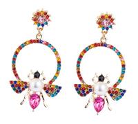 LALADEFIEE Boucles D'oreilles Abeille En Pour Femmes Design Géométrique Couleur Vive Pendantes Élégantes Accessoires Mode Pour Filles 1 Paire