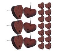LALADEFIEE Boucles D'oreilles Puces en Bois de Cœur Vintage, 20 Pièces, Adaptées aux Peaux Sensibles, pour Créations DIY et Fêtes Saint-valentin