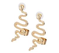 LALADEFIEE Boucles D'oreilles Serpent Clips Gouttes Auriculaires En Alliage Doré, Chevauchement Design, Femme, Fête Et Usage Quotidien, Lot De 2 Pièces