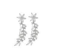 LALADEFIEE Boucles D'oreilles Tendance Délicates Motif Fleur Feuille Non Perçantes Pour Femmes Style Blanc Pour Adolescentes Adultes