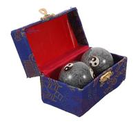 LALADEFIEE Boules de Baoding Chinoises 42Mm Grises Paire de Balles d'Exercice Mains Balles de Massage Médicinales à Motifs Tai Chi Poignets Outil de Relaxation et Bien-