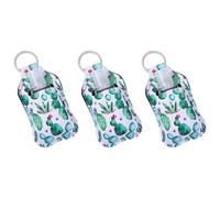 LALADEFIEE Bouteilles Rechargeables avec Étui Porte-clés Cactus Set de 3 de 30ml en Néoprène Vert Bouteille Vide avec Couvercle à Clapet, pour Présents et Fêtes