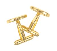 LALADEFIEE Boutons de Manchette Trèfle à Quatre Feuilles pour Hommes 2 Pièces en Cuivre Plaqué Or Symbole de Chance, Design Classique Rond, Éclat Raffiné, pour Soirées et Événements