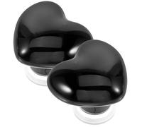 LALADEFIEE Boutons Poussoirs Installation Simple de Cœur Noirs Lot de 2 Accessoires Pratiques en Céramique et Cuivre pour Réservoir de Toilette pour Salle de Bain