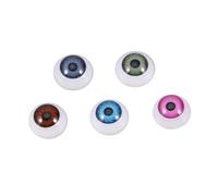 LALADEFIEE Boutons Yeux Demi-Cercles en Plastique, 50 Pièces Multicolores, Bouton Œil d'animal à Coudre pour Poupées, Accessoires de Loisirs Créatifs et Couture, pour Réparation et Bricolage