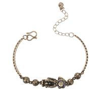 LALADEFIEE Bracelet en Laiton Vintage Pi Yao pour Couple, Bijou Feng Shui Traditionnel Chinois, Chaîne de Poignet Robuste avec Pendentif Mythique, Présent Saint-valentin et Nouvel An Chinois