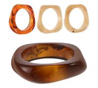 LALADEFIEE Bracelet Épais Irrégulier en Acrylique Semi-Transparent Lot de 4 Bracelets Manchettes Larges pour Femmes Couleurs Ambre Brun Foncé Lait Beige Bijoux pour Fêtes et Usage