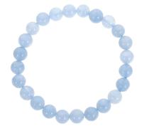 LALADEFIEE Bracelet Extensible Unisexe en Perles de Cristal D'environ 8 Mm, Bracelet Décoratif en Pierre Naturelle D'aigue-marine Bleu Clair, Bijou Ajustable pour Femmes et Hommes, Présent
