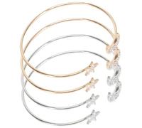 LALADEFIEE Bracelet Jonc Lune et Étoile Ajustable 4 Pcs en Métal Doré et Argenté pour Femmes Bijoux de Poignet Mode Ouverture Réglable Quotidien Fête