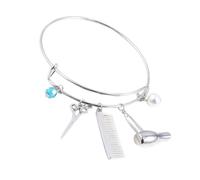 LALADEFIEE Bracelet Pour Femme Élégant En Métal Argenté Pendentifs Sèche-cheveux, Ciseaux Et Peigne, Accessoire Bijou Original Pour Usage Quotidien Et Présent Spécial