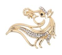 LALADEFIEE Broche Cheval Ajourée en Cristaux Dorée Broche Chinoise du Zodiaque Épingle Élégante pour Vêtements et Costumes Accessoire Mode Féminin pour Nouvel An Chinois Bijou Léger et
