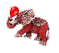 LALADEFIEE Broche Éléphant Créative en Alliage avec Cristaux, Épingle à Plastron Décorative pour Femmes, Accessoire Mode Polyvalent pour Cérémonie et Usage Quotidien, Finition Rouge Éclatante