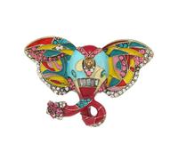 LALADEFIEE Broche Éléphant en Émail Coloré avec Pierres Épingle à Revers en Alliage Solide Petite Taille Accessoire Vestimentaire Vintage pour Chemises Paquet et Chapeaux Bijou