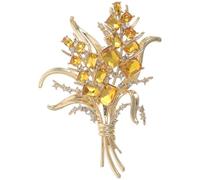 LALADEFIEE Broche épi de blé - Broche vintage en strass et cristal représentant une gerbe de blé, idéale pour costumes, manteaux, vêtements, chapeaux, sacs et bijoux.