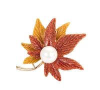 LALADEFIEE Broche Feuille en Alliage Élégante pour Femme Perles, Style Mode, Apporte Éclat et Élégance, pour Nouvel An et Bal