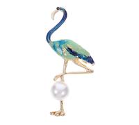 LALADEFIEE Broche Flamant Rose En Perles Accessoire De Mode Créatif Épingle à Revers En Alliage Pour Femmes Décoration De Robe Style Festif Unique Et Solide