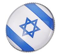 LALADEFIEE Broche Ronde Drapeau Israël en Métal 25 MM Épinglette Drapeau National en Verre Cristal Bijou Broche Israël Argentée Accessoire Mode et Souvenir