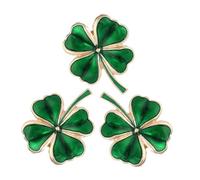 LALADEFIEE Broche Trèfle à Quatre Feuilles Émail Vert 3 Pièces Accessoires Mode Femme Présent Saint-patrick Petite Taille Légère Sécurisée