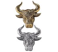 LALADEFIEE Broche Vintage Tête de Bœuf en Alliage 2pcs, Épingle de Poitrine Chic et Stylée, Facile à Assortir Port Quotidien Écharpe