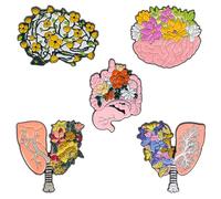 LALADEFIEE Broches Anatomiques 5 Pièces en Émail et Alliage, Épingles Corps Humain pour Infirmières, Décoration de Vêtements et Écharpes