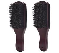 LALADEFIEE Brosse à Barbe En Poils De Sanglier 2 Pcs Manche En Bois Naturel Brosse à Poils Du Visage Compacte Outil De Soin Barbe Pour Homme Et Entretien Portable Trou Suspendre