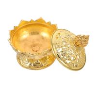 LALADEFIEE Brûleur de Parfum Élégant en Alliage Doré Lotus Rétro pour Aromathérapie, Mini Porte-Parfum pour Décoration de Table et Chambres Zen