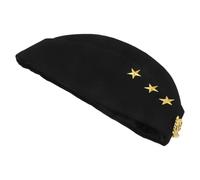 LALADEFIEE Casquette de Capitaine et Chapeau de Marin Militaire Russe Noir à Pointe Étoile Jaune et Épi pour Costume de Scène et Festival Nautique