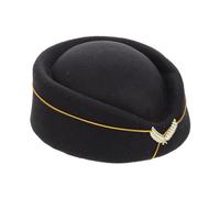 LALADEFIEE Casquette d'Hôtesse de L'Air Noire Taille Unique en Tissu Doux pour Cosplay et Costume Accessoire de Tenue pour Spectacles Fêtes et Déguisements d'Agents de Bord