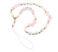 LALADEFIEE Chaîne pour Téléphone Portable Chic en Matériau Synthétique Rose Perles, Protection Anti-perte et Bracelet à Porter Poignet, Décoration Élégante pour Smartphone