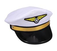 LALADEFIEE Chapeau de Pilote de Ligne Adulte Blanc Réglable pour Fête à Thème Aérien, Design Stylé en Tissu et Plastique, Accessoire Facile à Coiffer pour Cosplay et Soirées