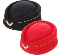 LALADEFIEE Chapeaux d'Hôtesse de L'Air Cosplay Lot de 2 en Feutre pour Soirée à Thème Uniforme Léger et Résistant