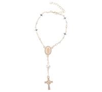 LALADEFIEE Chapelet de volant : Pendentif chapelet catholique à suspendre avec la Vierge et un crucifix, pour voiture, camion, SUV, décoration à accrocher rétroviseur.