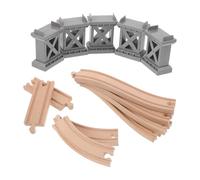 LALADEFIEE Circuit de Train Bois avec Pont et Supports Courbes Ascendants Accessoires de Ferrée pour Garçon Fille Kit Interactif Favorisant Jeu Familial et Créativité