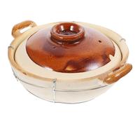 LALADEFIEE Cocotte en Terre Cuite Double Poignée 800ml en Terre Granulaire, Marmite Multifonctionnelle, Cuisson par Accumulation de Chaleur, Économie de Gaz, pour Riz en Pot et Soupe